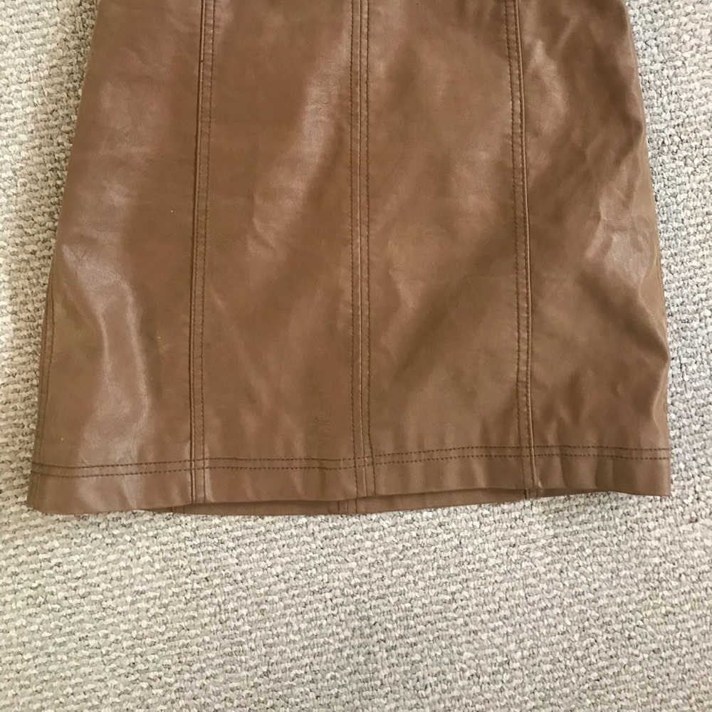 Free people skirt beige faux leather